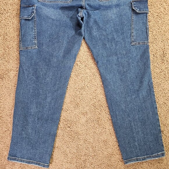 NWT Terra & Sky Cargo Jeans Womens 16W Blue High Rise Straight Leg Denim Stretch - Picture 11 of 12